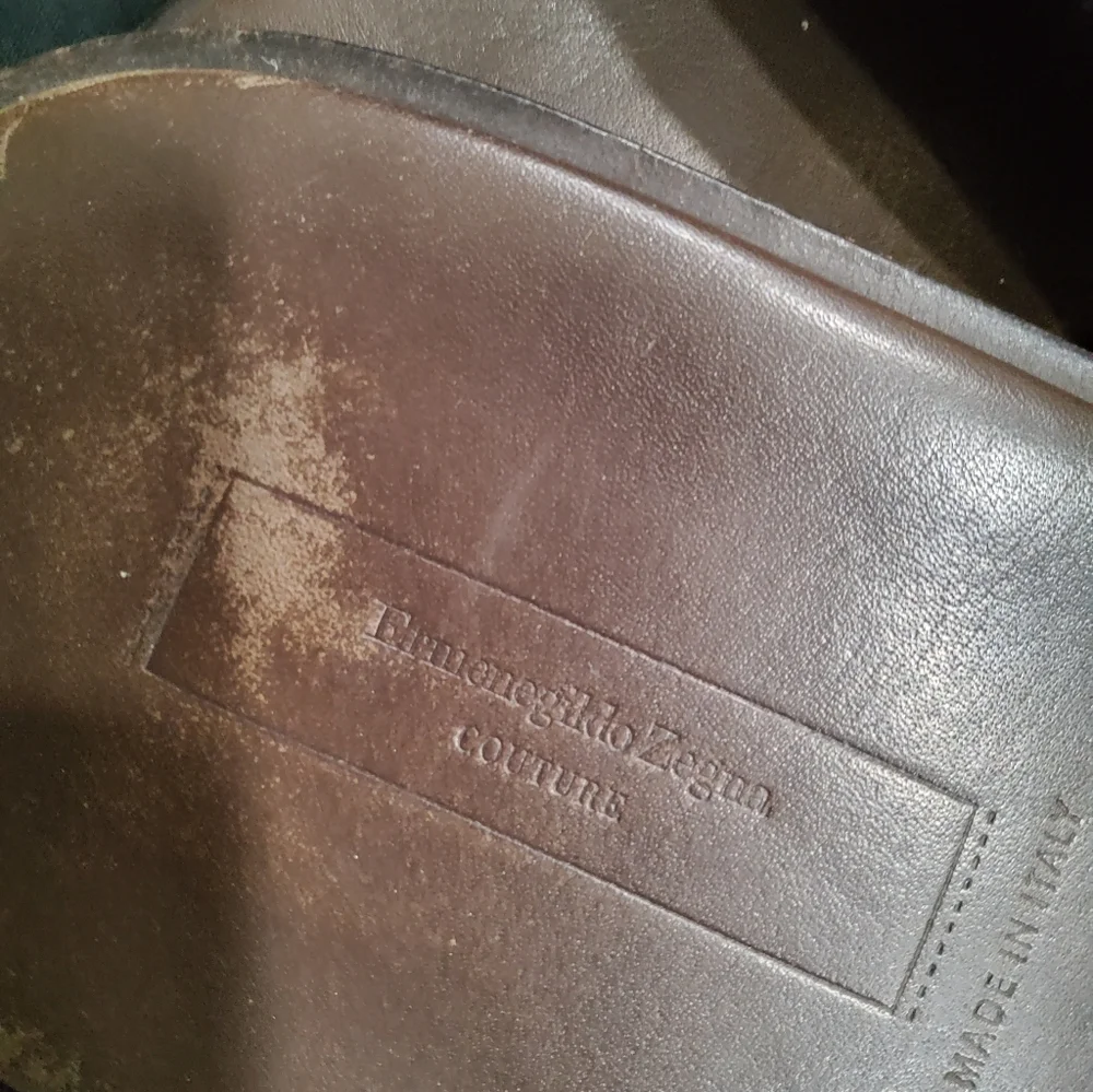 Ermenegildo Zegna Brown Leather Slides Size 10 with Dust Bags